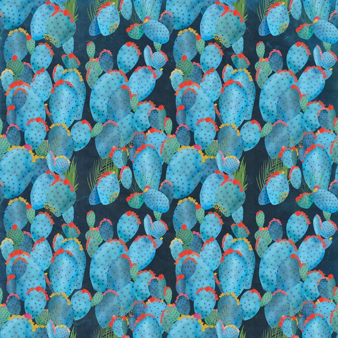 Silk scarf cacti design